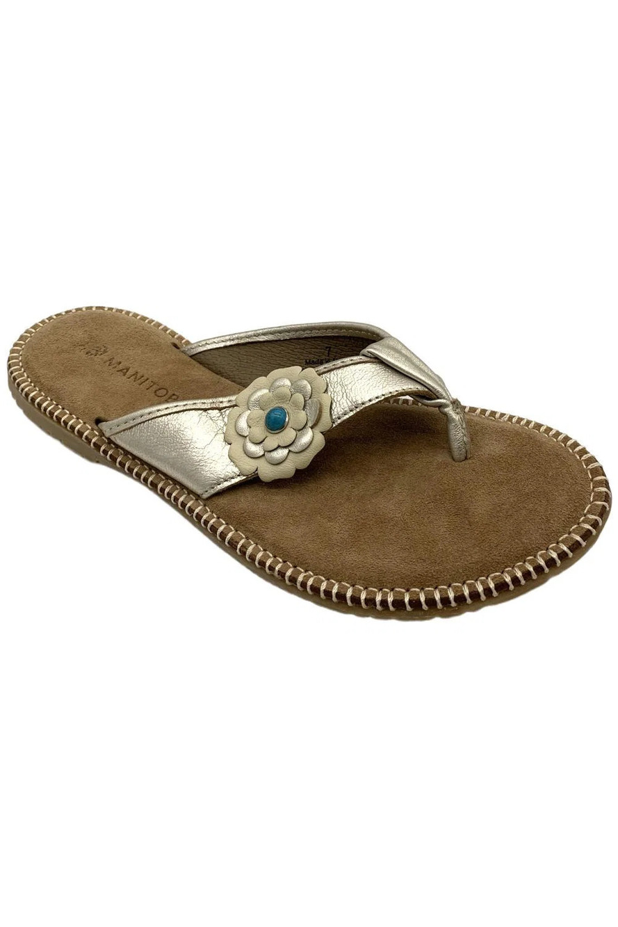 Manitobah Mukluks Women's Wasaga Flip-Flop Metallic/Metallique - Medium